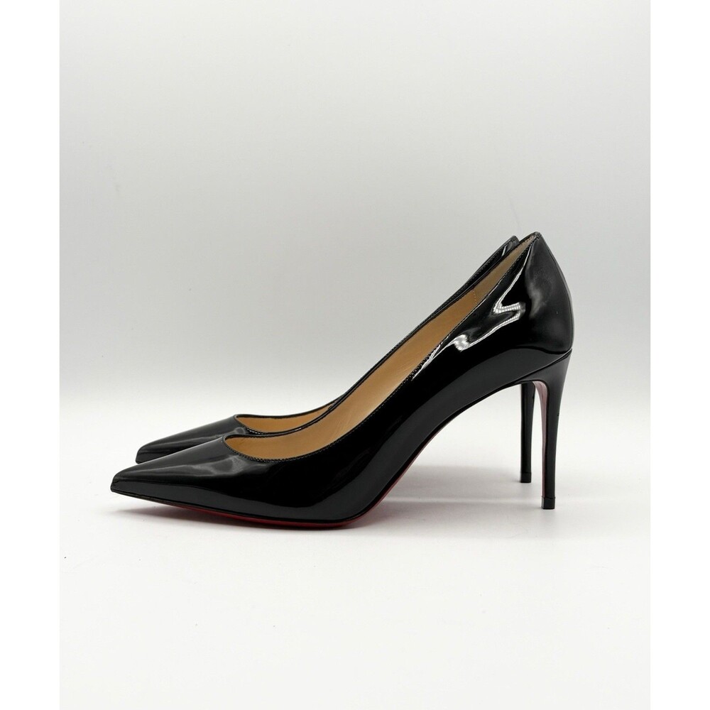 Christian Louboutin Kate 85mm Black Patent Leather Stiletto Heels Sz EU 37 - Picture 2 of 12